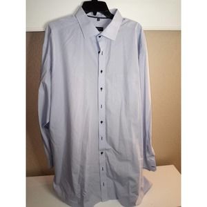 Eterna Mens Dress Shirt - 3XL - Blue Gingham- 19 1/4 Neck. Comfort Fit.